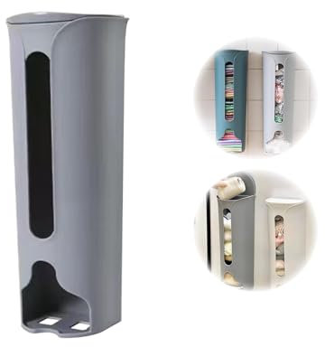 Plastic Bag Holder - Wall Mounted Bin Bag Organiser for Kitchen, Grey