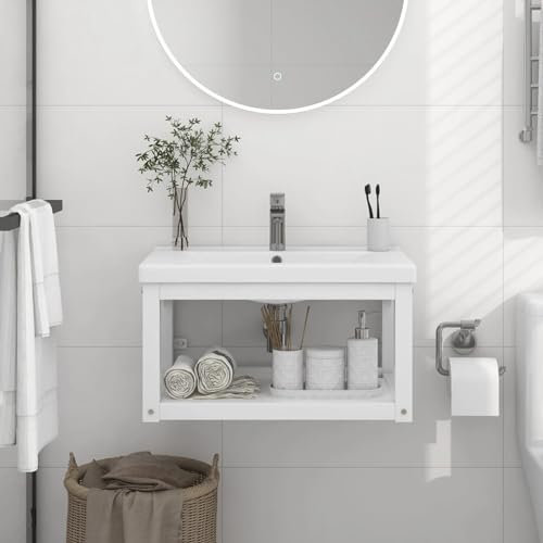 BaraSh Estructura de Lavabo suspendido Hierro Blanco 59x38x31 cm Muebles De BañO Baratos