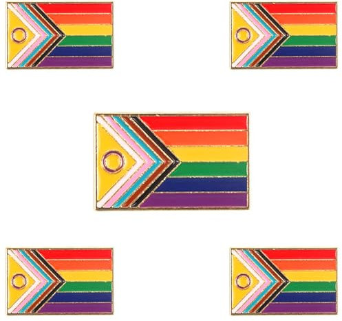 Broche Arc en Ciel Hillylolly 5 Pièce Broche Drapeau Arc en Ciel, Broche Coeur Émail, Pins Lgbt, Gay Pin, Broche Émail, pour Décorer les Chemises, les Costumes, les Écharpes (Fierté B)