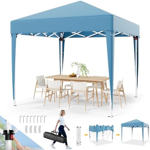 Devoko Pavillon,Pavillon 2x2 Wasserdicht Stabil Winterfest 3-fache Höhenverstellung,Faltpavillon UV Schutz 50+,Pavillon Faltbar,Pavillion mit Tragetasche,Für Garten Outdoor Camping,Blau