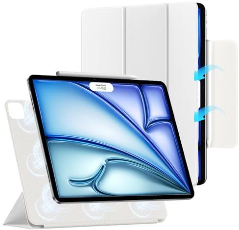 ZtotopCases Hülle für iPad Air 13 Zoll Hülle M3/M2 (2025/2024) & iPad Pro 12.9 2022/2021/2020,Leistungsstarke Magnetische,Ultradünne,Leichte Schutzhülle mit Auto Schlaf-/Weckfunktion,Weiß