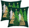 Miaikoe Weihnachtskissenbezüge 40x40 cm Set von 2 Weihnachtsbaum Grün Dekorative Wurf Kissenbezüge Winter Urlaub Kissenbezüge Dekor für Home Couch Sofa