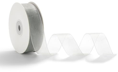 AOKSUNOVA Organzaband Schleifenband Hochzeit 2,5cm x 45m Geschenkband Organza Band Grau