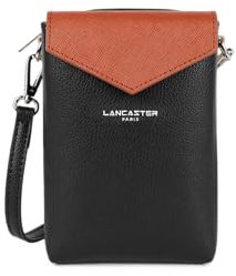 LANCASTER | Maya KBA - Pochette smartphone Noir - Galet rosé - Cognac