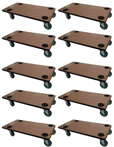 Mega Deal 10x Profi Transportroller mit 4 Rollen | HxBxT 11,5x30x60 cm | Traglast 200kg | Sperrholzplatte | Braun | Möbelroller Rollbrett Transporthilfe Rollwagen Roller