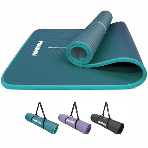 PROIRON Gymnastikmatte, Turnmatte für Zuhause mit Tragegurt Trainingsmatte Rutschfest, Yoga Matte Dick 10/15mm und Sportmatte Fitnessmatte Yogamatte Pilates Matte für Heimtraining