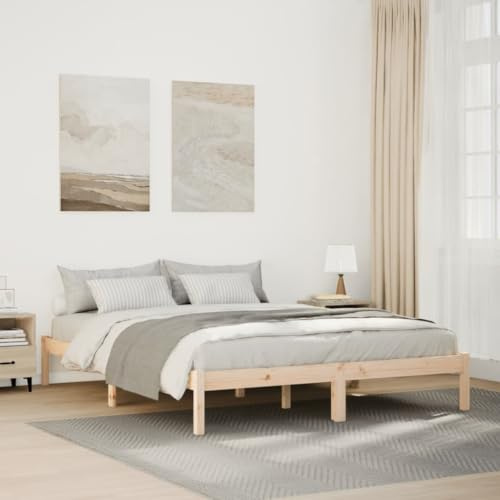 KTHLBRH Bettgestell Familienbett Doppelbett Schlafzimmer möbel Massivholzbett Extra Lang ohne Matratze 140x220 Kiefernholz