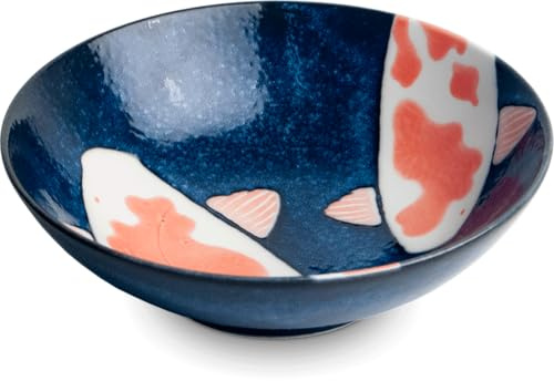 Koi-Bowls- ASIATICA | Ramen Bowl Schalen aus Porzellan, versch. Größen | Hochwertige asiatische Schüssel für Reis, Nudeln, Tapas, Udon, Müsli, Suppen - Made in Japan (Bowl Ø14,5 cm | H4,5 cm)