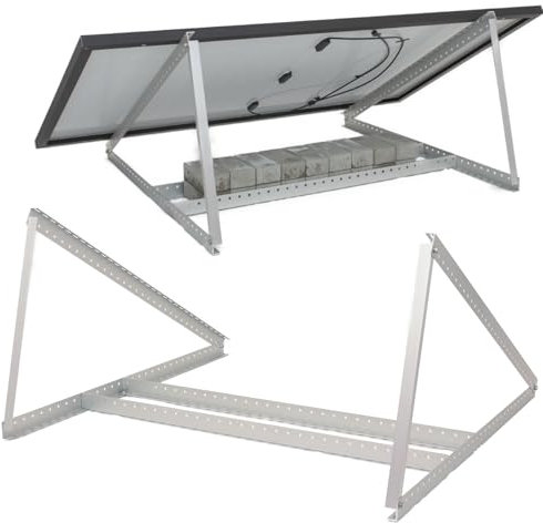 SolarXon Solarmodul Halterung, für 2 Module, 0% MwSt, Alu, 118 cm, 0-90° Winkel, Balkonkraftwerk Halterung, Solarpanel Halterung für Flachdach, Garage, freistehend