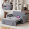 Hello-5ive 2 Seater Sofa Bed, 3 in 1 Convertible Corner Sofa Bed with USB & Type-C Ports, Pull Out Linen Double Sleeper Chair with Pocket and Adjustable Backrest for Living Room, Dark Grey