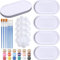 Uxsjakjsd 4Set Jewelry Tray Ceramics to Paint Ready to Paint Your Own Ceramic Dish Holder Kit Crafts with Brush Palette for Adults