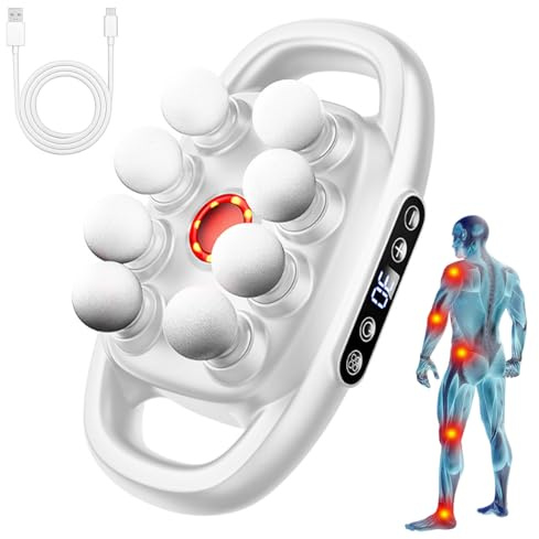 16-Drive 8-Head Massage Gun Set, 8/16 Head Massage Gun Deep Tissue, 3 Modes & 30 Speeds, High-Performance Muscle Recovery Massager Adjustable Modes for Back/Shoulders/Legs (White-8 head)