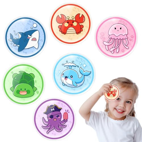 Comfytemp Kühlpads für Kinder mit Ungiftig Gel(6 Stück), 8x8cm Niedliches Meeres-Tiere Kleine Kühlpack Kalt Warm Kompresse Kühlakku für Fieber, Kopfschmerzen, Schwellen, Insektenstiche, Stillen