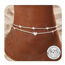 YADOCA Bracelets Cheville Femme Argent 925 Bracelet de Cheville pour Femme Réglable Perlé CZ Cœur Bracelets de Cheville Chaine Cheville Femme Bijoux De Plage D'Été