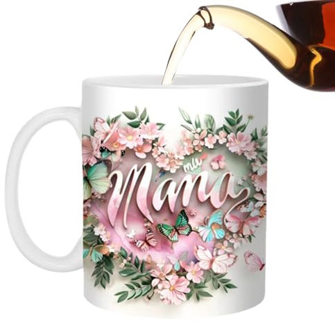 Taza para el día de la madre, taza de agua para madre de cerámica, diseño floral, elegante aprecio para los amantes del café, hija, hijo, hermana