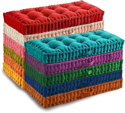 Zoomlie Bankkissen, 10 cm dick, getuftetes Samtkissen für den Innenbereich, französisches Boden- und Erkerfenster-Sitzkissen mit Griff, Lila, 120 x 60 x 10 cm