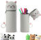 MHwan Trousse Kawaii Animaux, 2 en 1 Trousse en Silicone, Poignée en Silicone Mignonne et Confortable, Facile à Transporter et à Accrocher, Peut Être Utilisée Comme Porte-Stylo et Trousse (Chat)
