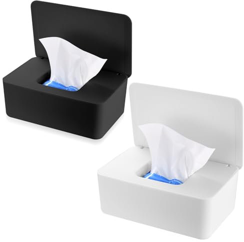 Feuchttücher Boxen, Toilettenpapier Box, Taschentuchspender, Serviettenbox mit Deckel, Taschentuchhalter, Feuchttuchbox Aufbewahrungsbox für Zuhause, Büro (Schwarz und Weiß)