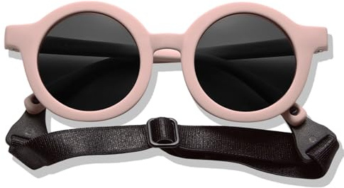 BABYMOCS Lunettes de soleil rondes pour enfants de 1,5 à 8 ans - Protection UV 100 % - Flexibles - Sans BPA - Sans substances nocives - Avec bande - Design suédois