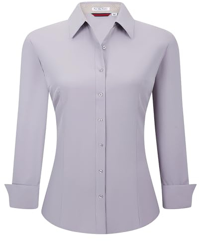 Alex Vando Womens Shirts Long Sleeve Wrinkle Free Solid Color Stretch Work Shirt Grey XXL