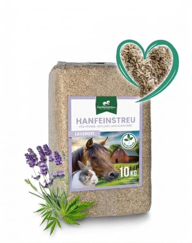 Hanfeinstreu mit Lavendel für Kleintiere, Hühner und Pferde, 100 Liter, 100% Naturprodukt, Extrem Saugfähig, Staubarm, Geruchsbindend, Nachhaltig und Langlebig
