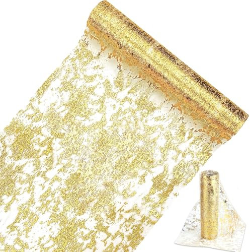 15 m Tischläufer Gold, Goldene Tischdeko für Hochzeit, Party Geburtstag Festliche Tischdekoration, DIY Deko Goldener Tischband Gold Tischläufer Rolle
