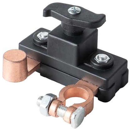 Pure Copper Battery Isolator Switch 12V - 24V, Heavy Duty Car Battery Disconnect Switch with Reinforced Terminals for Auto, Truck, RV & Marine - High Conductivity 12V Isolator