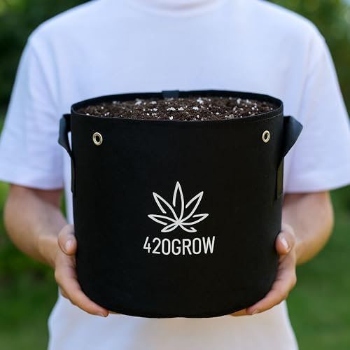 420Grow Stofftopf I Atmungsaktiver Pflanzensack I 3er Pack I Pflanzentopf mit Klettverschluss, Stabilen Griffen und Multifunktionsösen für den perfekten Grow (25L)