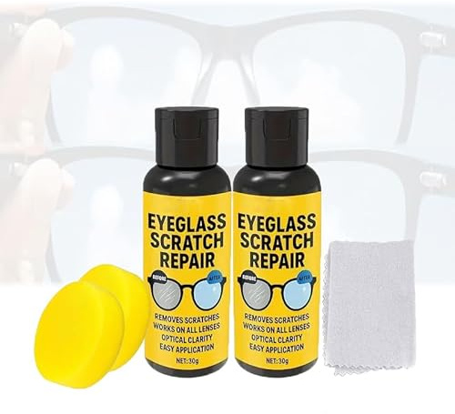 Brille Kratzer Entferner, Brillenglas Reparatur Spray, Brillenkratzer-Reparaturflüssigkeit, mit Mikrofaser-Reinigungstuch, Brillenreinigungsspray, Glas Kratzer Entferner (60g)