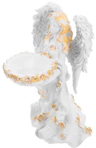 Engelsstatue Kerzenhalter aus Kunstharz, Weiße Figur, Moderne Kerzenständer | Dekorativer Halter für Hochzeitsdeko und Geschenkidee, Elegante Wohndekoration, Leicht zu Reinigen
