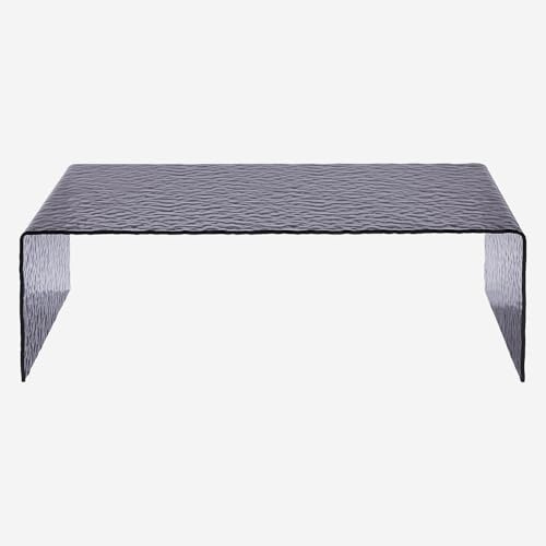 Vente-unique Habitat - Table Basse rectangulaire en Verre trempé bullé - Gris fumé Izlana