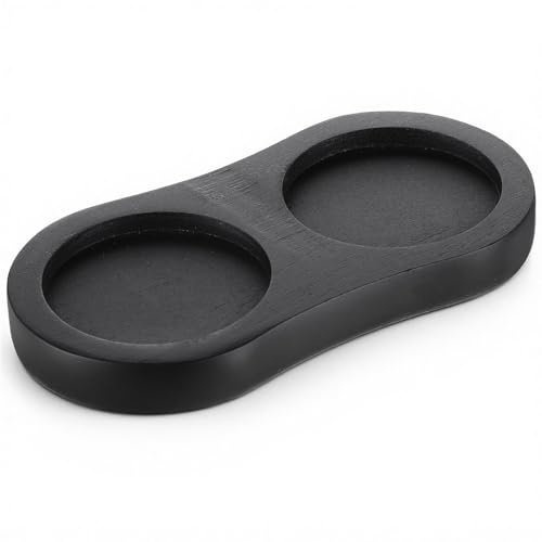 Salt and Pepper Mill Tray, Black Wooden Salt and Pepper Holder, Fits Many Mills & Shakers, Grinder Accessories
