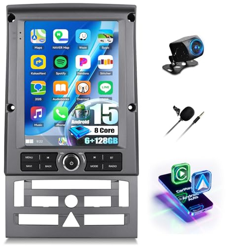 Android 15, 6G+128G 8-Core GOHHDL Autoradio pour Peugeot 407 2004-2011 avec Wireless Carplay Android Auto, 9.7 Pouces Poste Radio Voiture 2Din avec GPS Navi WiFi Bluetooth FM/RDS SWC Caméra&MIC