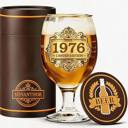 Geschenk 50 Geburtstag Mann, 1976 Jahrgang Bierglas, 400ml