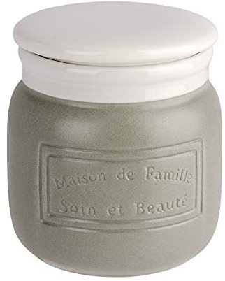 WENKO 22642100 Universaldose Maison Grau, Kosmetikdose, Wattedose, Keramik, 10.5 x 12 x 10.5 cm, Grau
