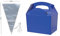 x10 Birthday Party Food Plate Boxes With Clear Sweet Cone Bags And Tie (Dark Blue)