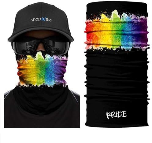 ShopINess Unisex Erwachsene Multifunktions-Schlauchschal Regenbogen Flagge Stil Halswärmer Stolz Pride (Schwarz)