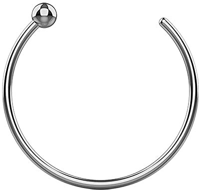 Calibro 22 in oro bianco massiccio 9K - 8 mm di diametro, anello per piercing al naso aperto, anello per gioielli