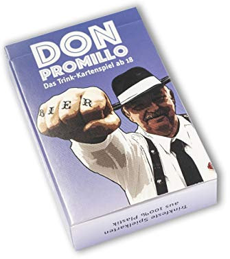 Town Rocket Games Don Promillo – Das Trink-Kartenspiel - Perfekt zum Vortrinken, Jungesellenabschied oder für den Männerabend - Trinkspiel - Saufspiel - Partyspiel, 94/62,M, Blau