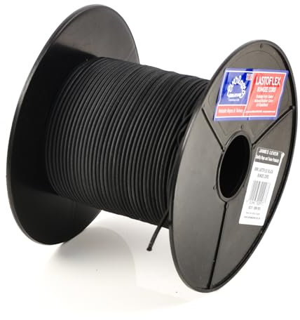 EVERLASTO Cable elástico Lasoflex de 3 mm, Color Negro, Caucho, 3mm x 100M, 100