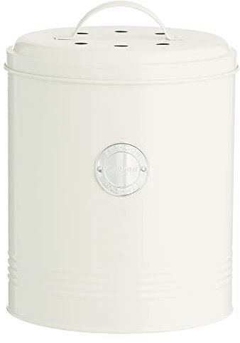 TYPHOON LIVING Kollektion, Biomülleimer Küche Pastellcreme, Komposter Küche 2,7 Liter, hygienischer und geruchsneutraler Bio Mülleimer, innenliegender Kohlefilter, herausnehmbarer Kunststoffeimer