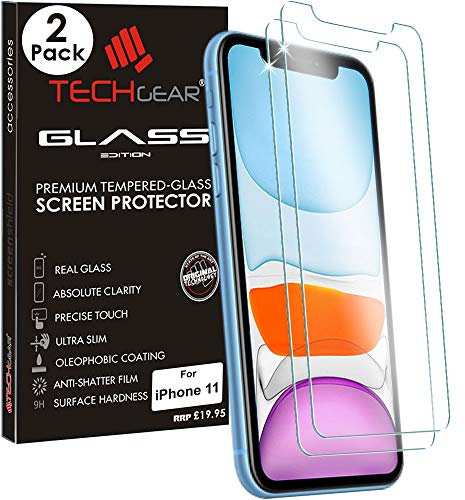 TECHGEAR [2 Pack GLASS Edition for iPhone 11, Tempered Glass Screen Protectors Cover [2.5D Round Edge] [9H Hardness] [Crystal Clarity] [Scratch-Resistant] [No-Bubble]