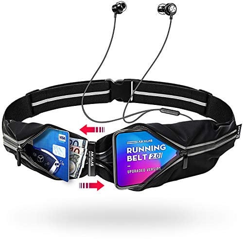 Akalas ultraleichte Laufgürtel, wasserdichte Sport Hüfttasche, verstellbare Taschengröße Handytasche, 360 Grad reflektierende Bauchtasche für Joggen, Fitness, Radfahren und Reisen