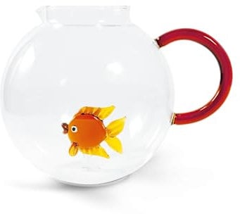 Wd Lifestyle - PICHET en Verre BOSCILICATE avec Decoration 3D Poisson Rouge 1,7 L