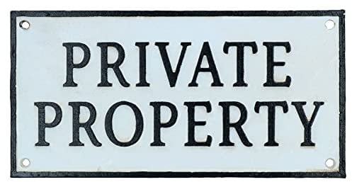 Placa de hierro fundido de propiedad privada para puerta, pared, casa, jardín, puerta, poste, patio