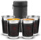 4 piezas Copas de vino de acero inoxidable portátil, 170 ml copas de metal de copa de vino sin tallo con cubierta de cuero Copa de vino de viaje para picnics de eventos al aire libre