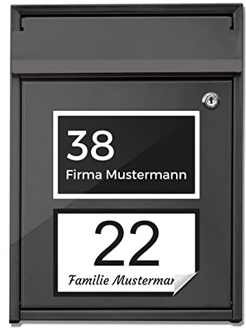 foliado® Hausnummer Familien Firmen Name für Briefkasten, Fenster selbstklebender Aufkleber Digitaldruck Folie für Haustür Kennzeichnung | Größe nach Wahl | #APD-051 (DIN A6 (105 x 148 mm))