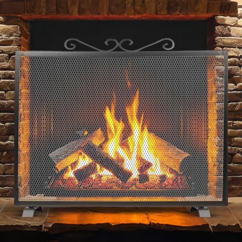 Grille de Protection pour cheminée, Grille Pare-feu modèle Special en Fer forgé Coloris Noir - Hauteur 78 x Longueur 100 cm