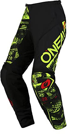 O'NEAL | Motocross-Hose | MTB Enduro MX | Bequeme lockere Passform für maximale Bewegungsfreiheit, Bündchenlose Hosenbeine | Element Pants Attack V.23 | Erwachsene | Schwarz Neon-Gelb | Größe 40/56