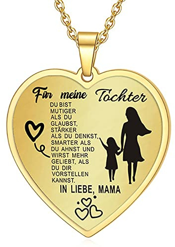 YOTHIWAD Halskette für Tochter herz anhänger Tochter Kette mit inspirierendem Text an meine tochter Halskette Schmuck Geschenke für Tochter von Mama Papa